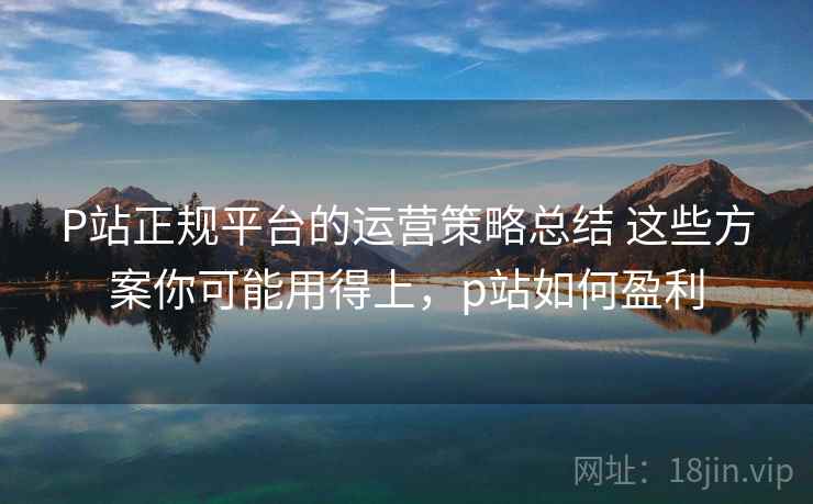 P站正规平台的运营策略总结 这些方案你可能用得上，p站如何盈利