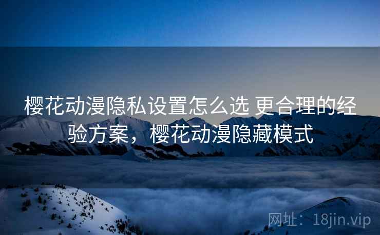 樱花动漫隐私设置怎么选 更合理的经验方案，樱花动漫隐藏模式